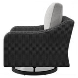 Beachcroft Black/Light Gray Outdoor Swivel Lounge by Ashley at Eve Furniture