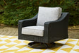 Beachcroft Black/Light Gray Outdoor Swivel Lounge by Ashley at Eve Furniture