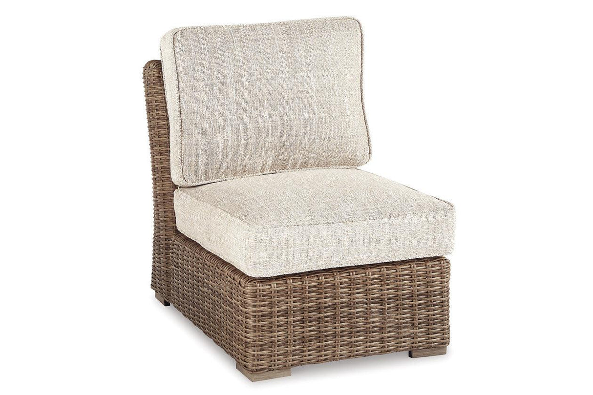 Beachcroft Beige 5-Piece Outdoor Sectional with Coffee Table and 2 End Tables by Ashley at Eve Furniture