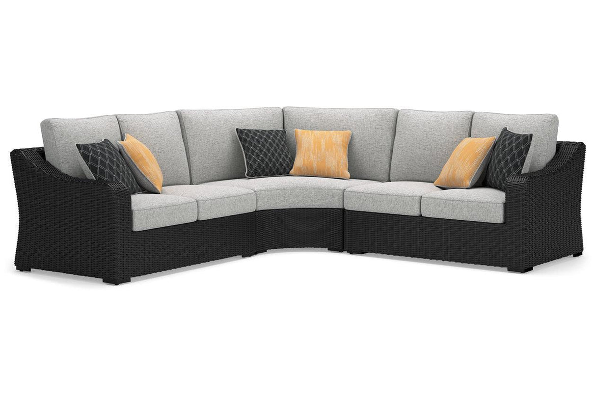 Beachcroft Black 3-Piece Outdoor Sectional by Ashley at Eve Furniture