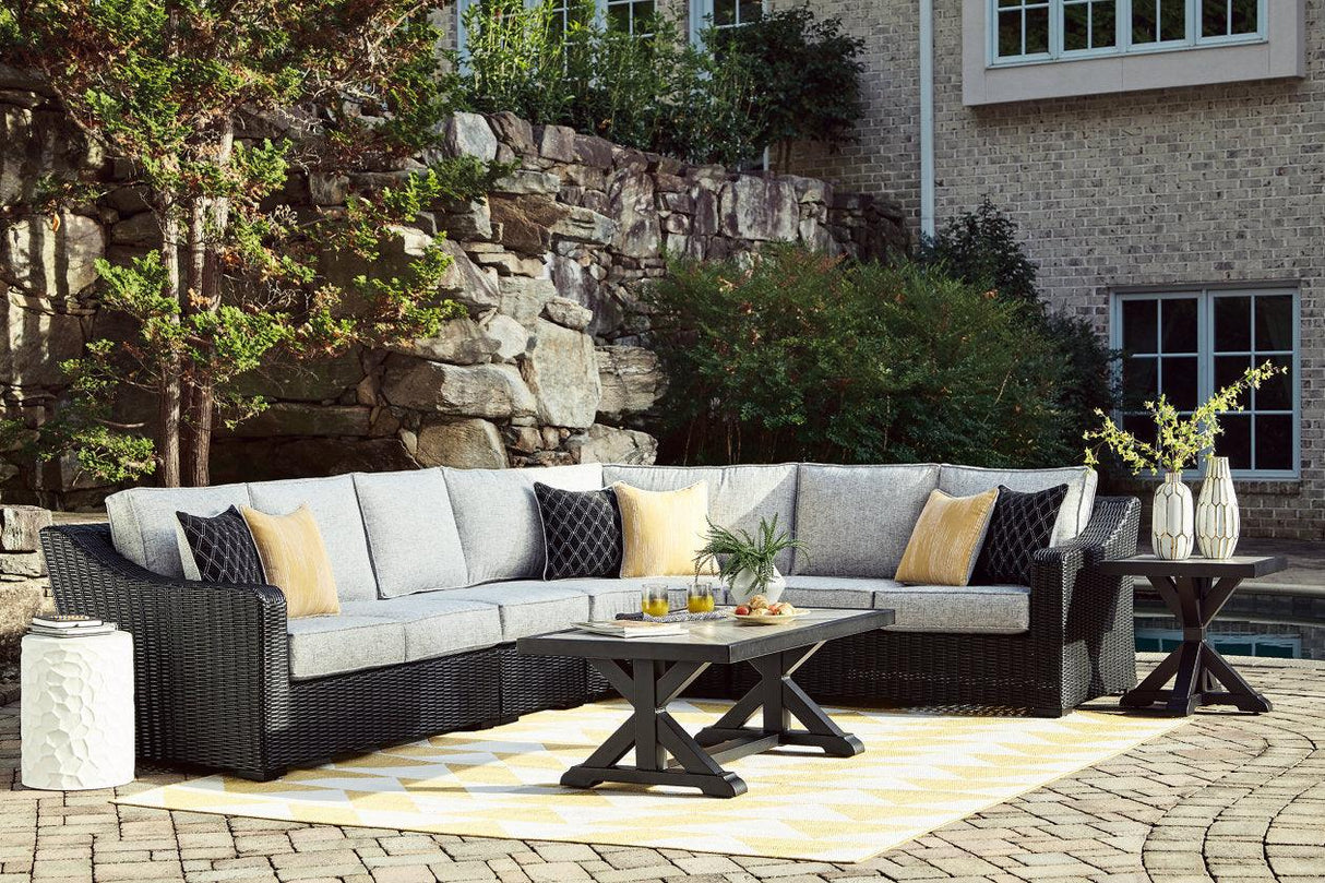 Beachcroft Black 4-Piece Outdoor Sectional by Ashley at Eve Furniture