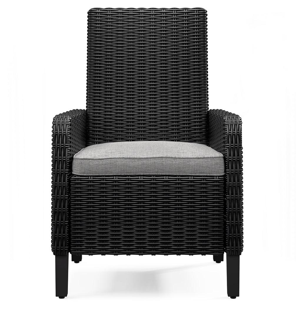 Beachcroft Black/Light Gray Outdoor Arm Chair with Cushion by Ashley at Eve Furniture