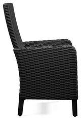 Beachcroft Black/Light Gray Outdoor Arm Chair with Cushion by Ashley at Eve Furniture