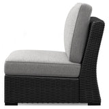 Beachcroft Black/Light Gray Outdoor Armless Chair by Ashley at Eve Furniture
