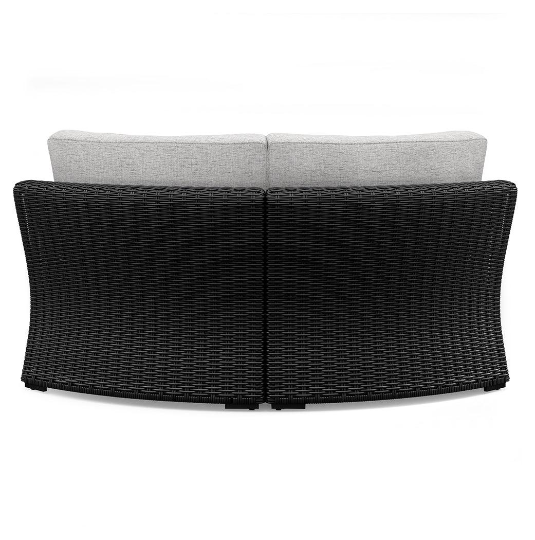 Beachcroft Black/Light Gray Outdoor Curved Corner Chair by Ashley at Eve Furniture
