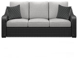 Beachcroft Black/Light Gray Outdoor Sofa by Ashley at Eve Furniture