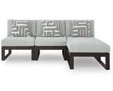 Beachloft Black/Gray 4-Piece Outdoor Armless Chair Set with Ottoman by Ashley at Eve Furniture