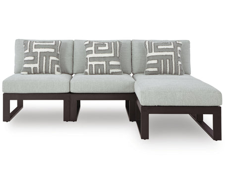 Beachloft Black/Gray 4-Piece Outdoor Armless Chair Set with Ottoman by Ashley at Eve Furniture