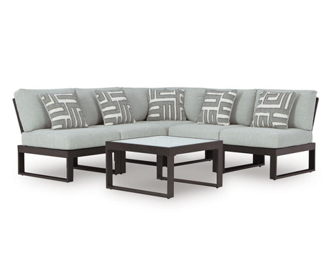Beachloft Black/Gray 5-Piece Outdoor Sectional with Coffee Table by Ashley at Eve Furniture