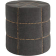 Beacon 20.5"H Gray Fabric w/ Metal Tacks Round Ottoman by Mercana at Eve Furniture