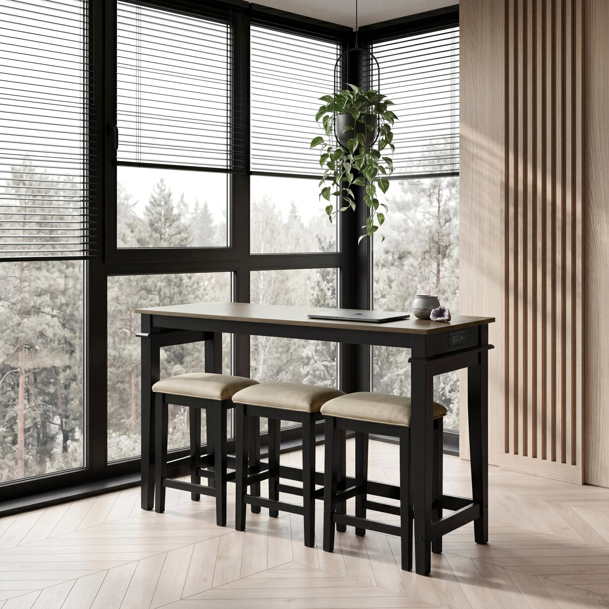 Beacon Walnut/Black 4-Piece Counter Height Set by Homelegance at Eve Furniture