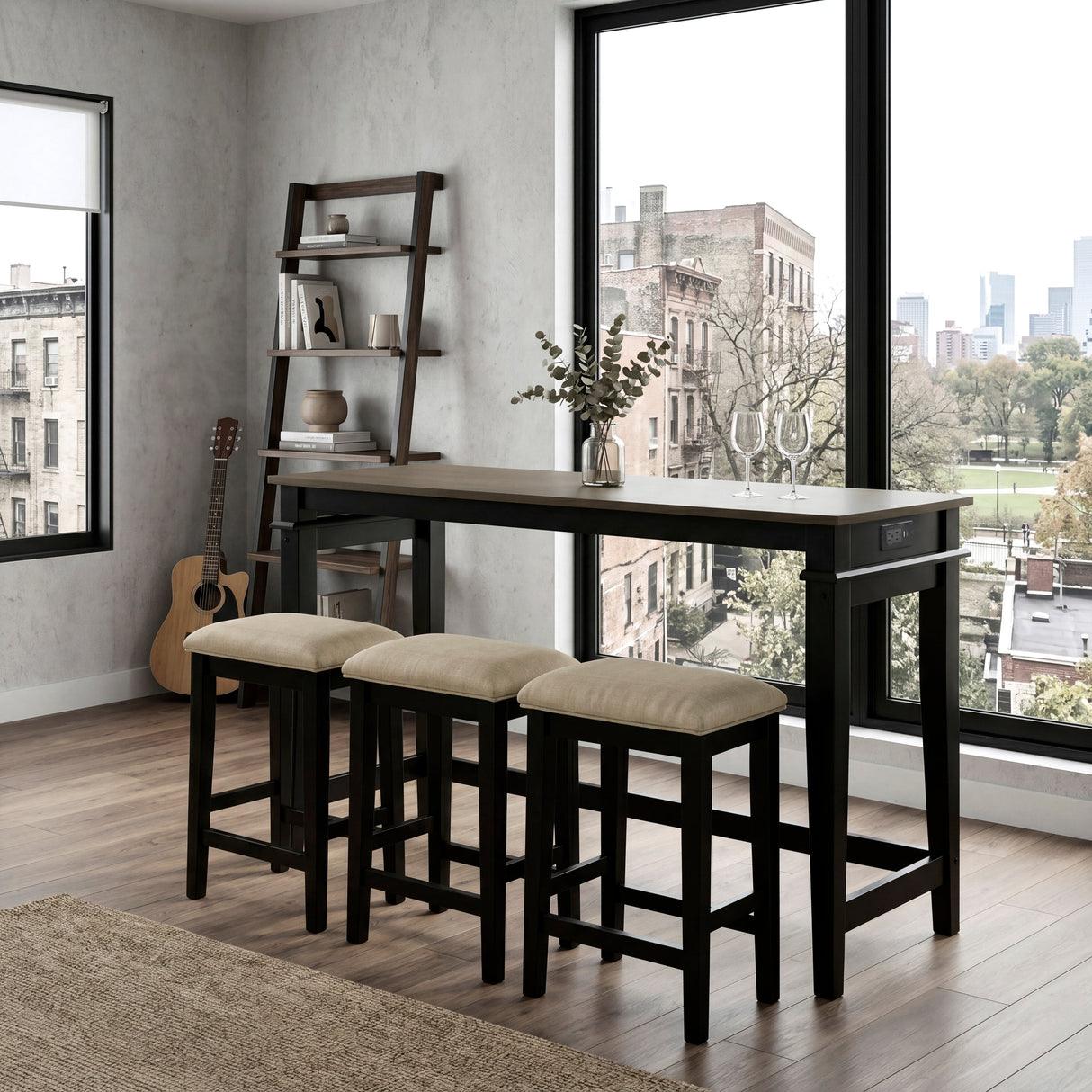 Beacon Walnut/Black 4-Piece Counter Height Set by Homelegance at Eve Furniture