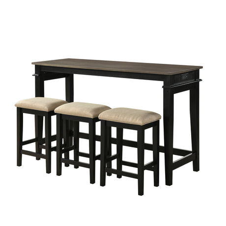 Beacon Walnut/Black 4-Piece Counter Height Set by Homelegance at Eve Furniture
