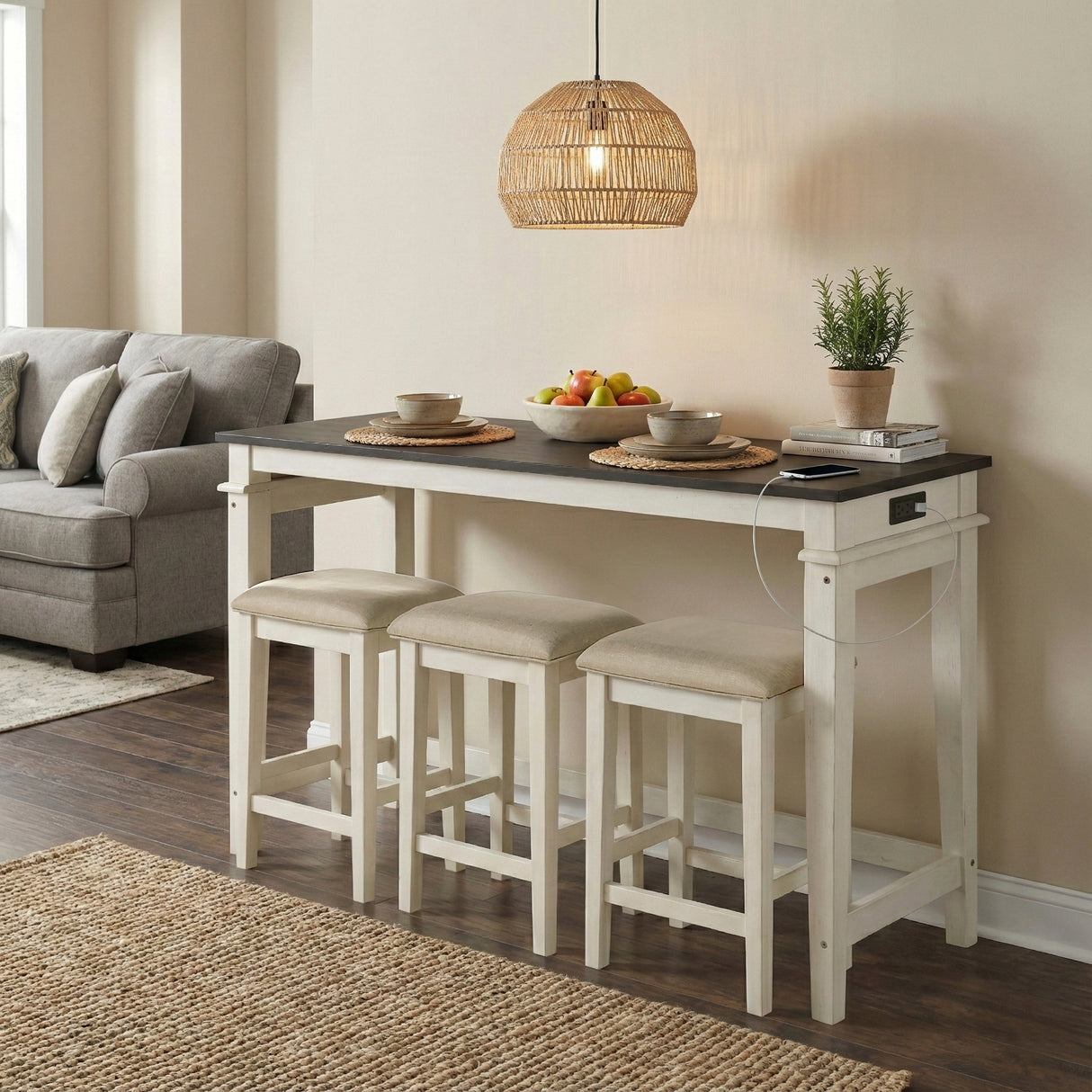 Beacon Walnut/Buttermilk 4-Piece Counter Height Set by Homelegance at Eve Furniture