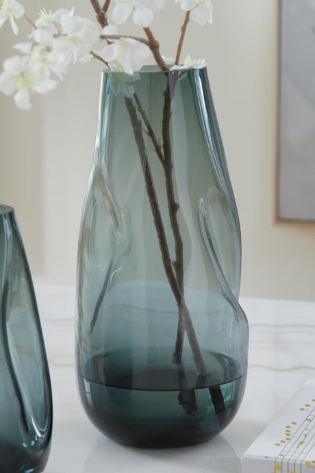 Beamund Teal Blue Vase by Ashley at Eve Furniture