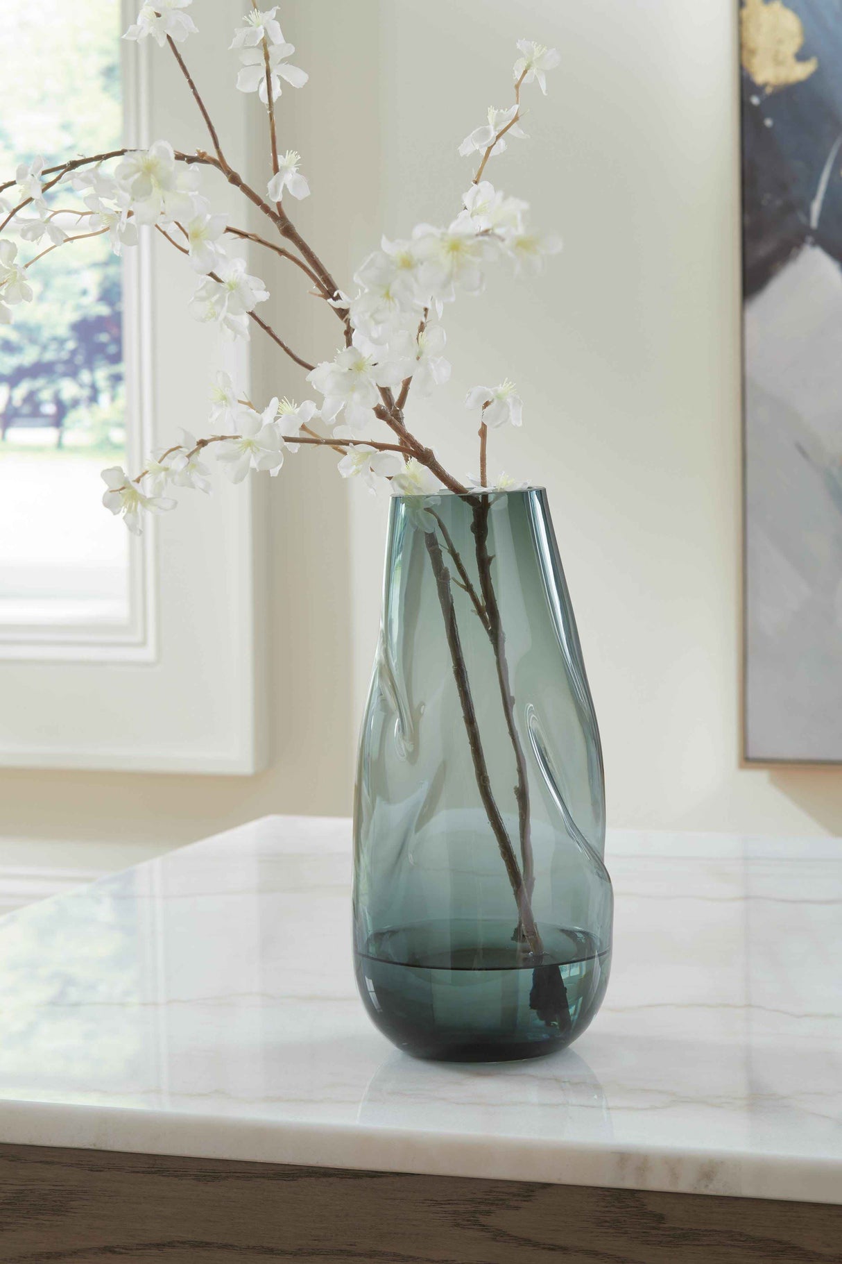 Beamund Teal Blue Vase by Ashley at Eve Furniture