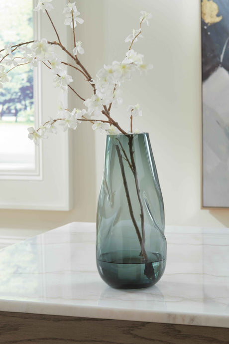 Beamund Teal Blue Vase by Ashley at Eve Furniture