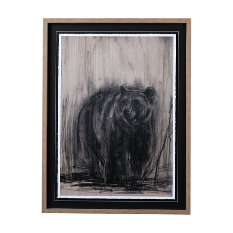 Bear & Moose II by Mercana Studio a Hand Embellished Textured Framed Art Print Matted under Glass by Mercana at Eve Furniture