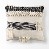 Beardell Cream And Black Details With Tassels Decorative Pillow Cover by Mercana at Eve Furniture
