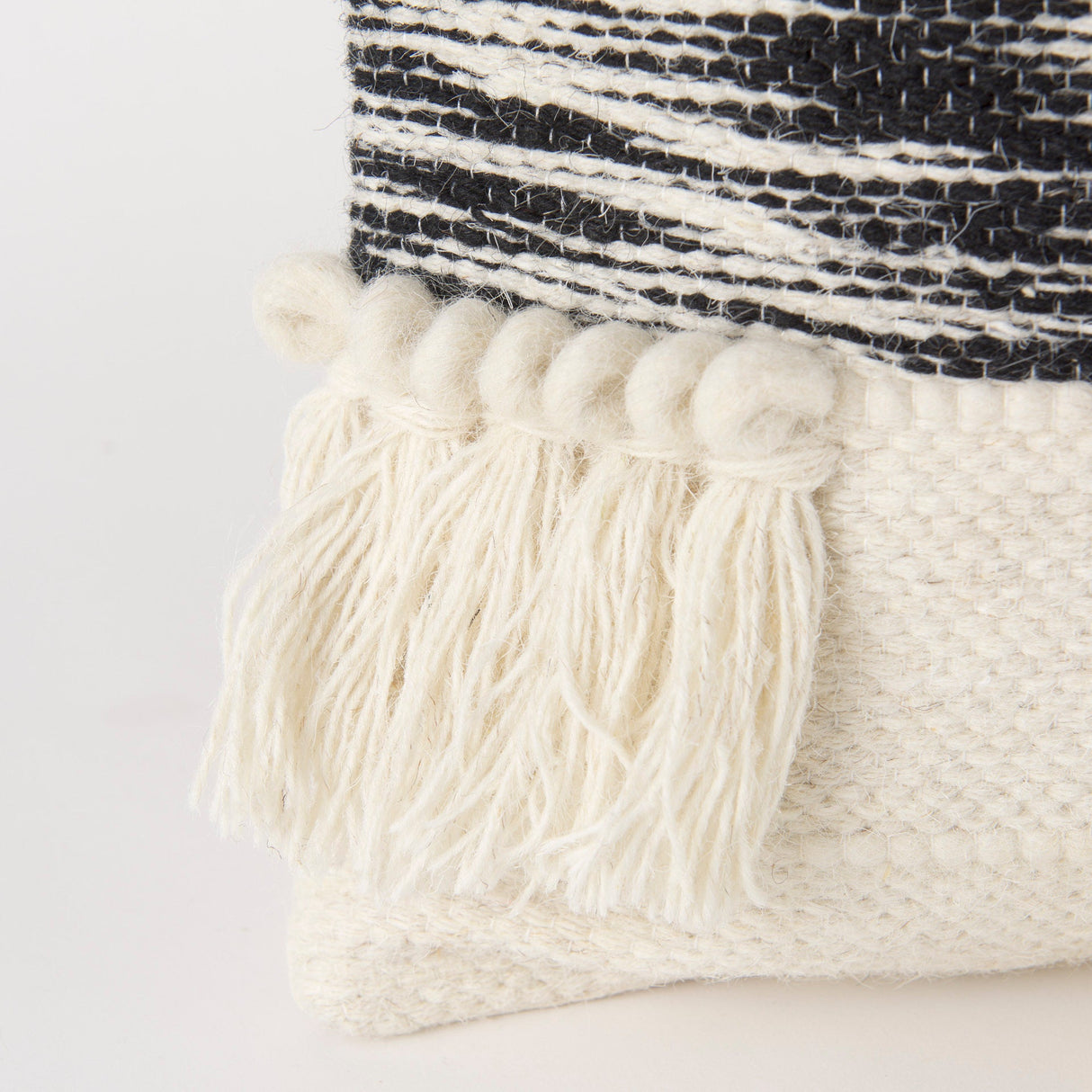 Beardell Cream And Black w/Tassels Pillow Cover w/Down Filler, Set of 2 by Mercana at Eve Furniture