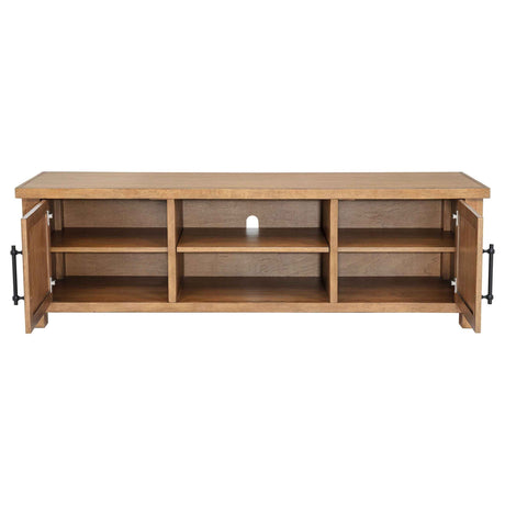 Beasley Golden Oak 2-Door 71-Inch Wood TV Stand Media Console by Coaster at Eve Furniture