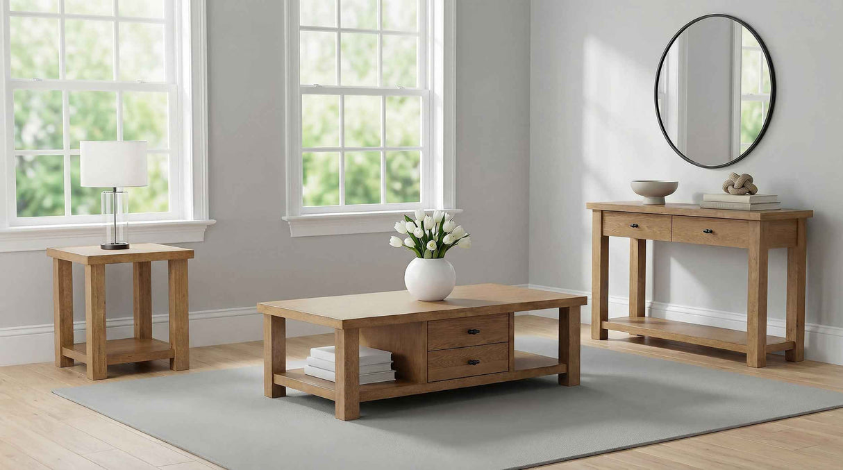 Beasley Golden Oak 2-Drawer Wood Console Table by Coaster at Eve Furniture