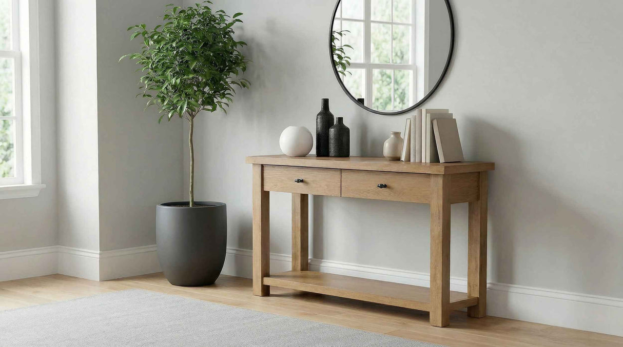 Beasley Golden Oak 2-Drawer Wood Console Table by Coaster at Eve Furniture