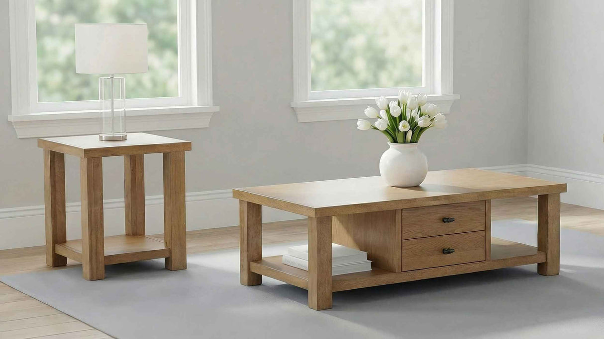 Beasley Golden Oak 2-Piece Wood Coffee Table Set by Coaster at Eve Furniture