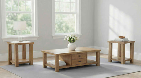 Beasley Golden Oak 3-Piece Wood Coffee Table Set by Coaster at Eve Furniture