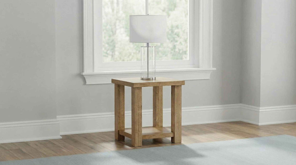 Beasley Golden Oak Square Wood End Side Table With Shelf by Coaster at Eve Furniture