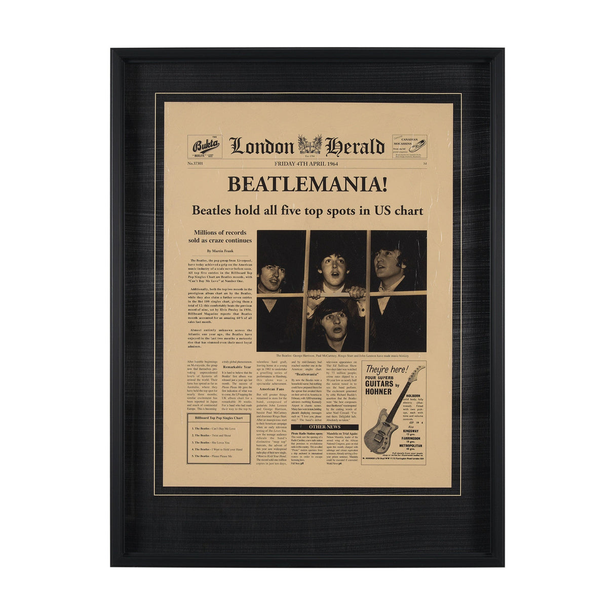 Beatlemania! by The Vintage Collection a Hand Embellished Framed Art Print Matted under Glass by Mercana at Eve Furniture