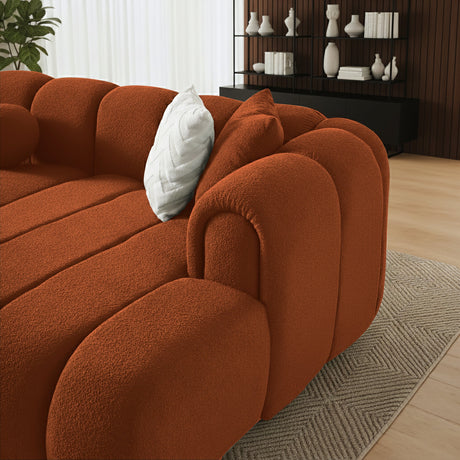 Beatrice Modern Tufted Burnt Orange Boucle Right-Facing Sectional Sofa by Ashcroft Furniture at Eve Furniture