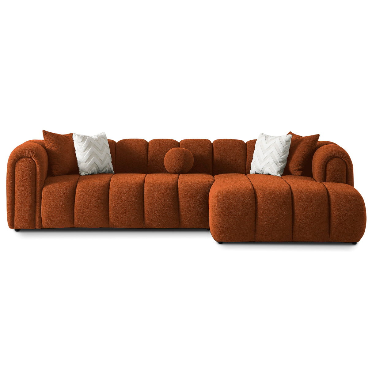 Beatrice Modern Tufted Burnt Orange Boucle Right-Facing Sectional Sofa by Ashcroft Furniture at Eve Furniture