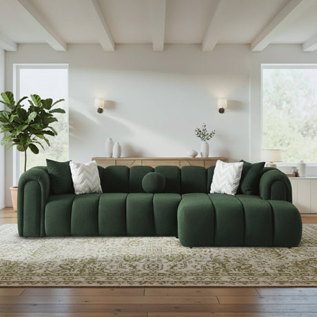 Beatrice Modern Tufted Dark Green Boucle Right-Facing Sectional Sofa by Ashcroft Furniture at Eve Furniture