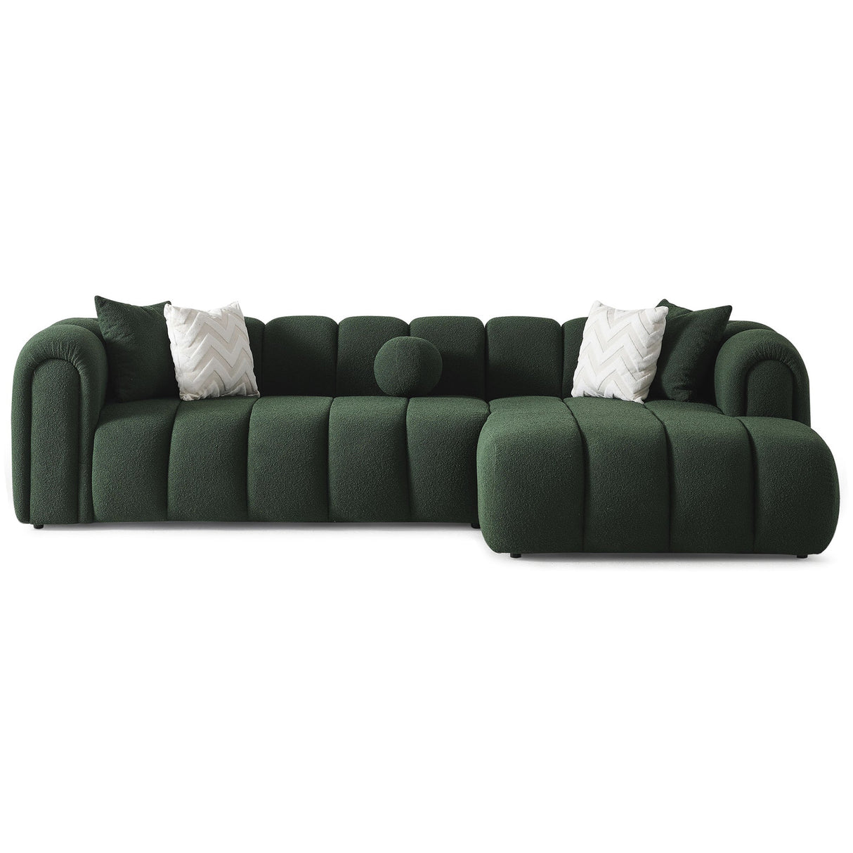 Beatrice Modern Tufted Dark Green Boucle Right-Facing Sectional Sofa by Ashcroft Furniture at Eve Furniture