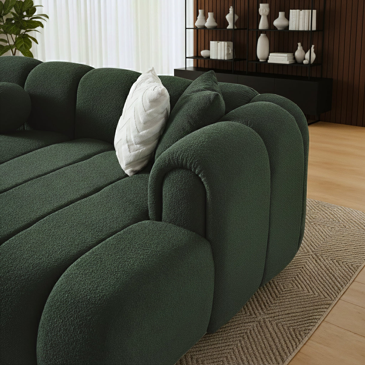 Beatrice Modern Tufted Dark Green Boucle Right-Facing Sectional Sofa by Ashcroft Furniture at Eve Furniture