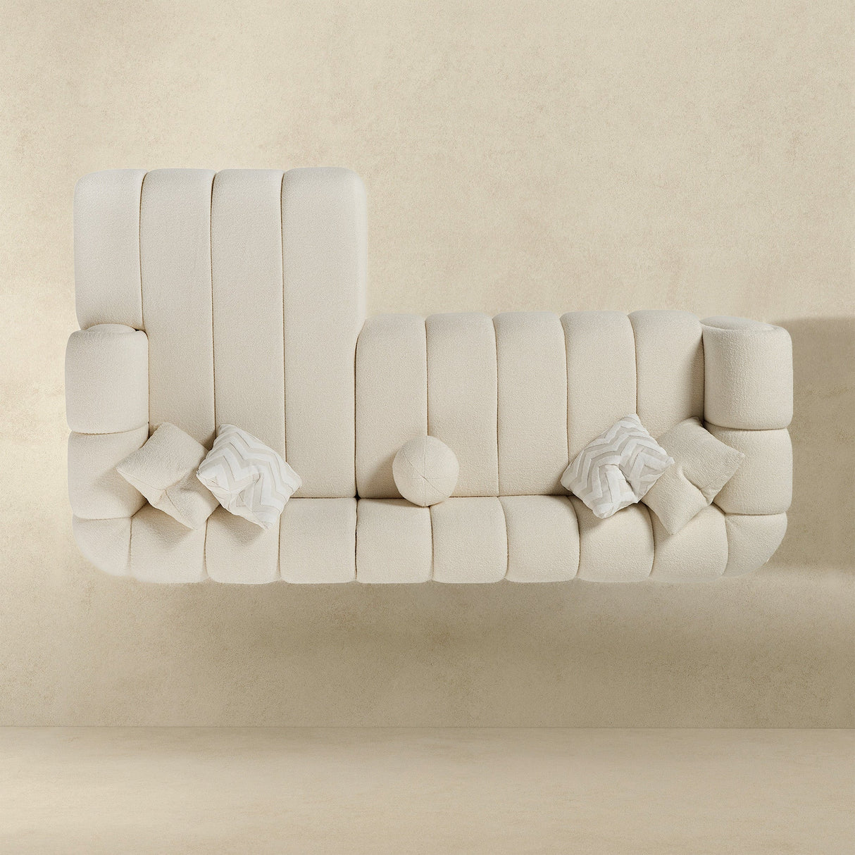 Beatrice Modern Tufted Ivory Boucle Right-Facing Sectional Sofa by Ashcroft Furniture at Eve Furniture