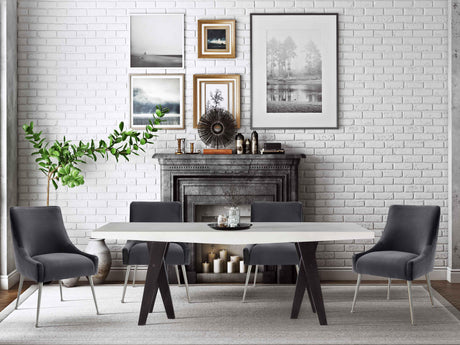 Beatrix Grey Velvet Side Chair - Silver Legs by TOV Furniture at Eve Furniture