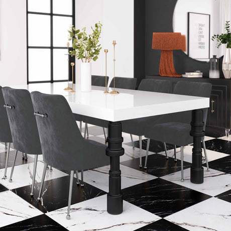 Beatrix Grey Velvet Side Chair - Silver Legs by TOV Furniture at Eve Furniture