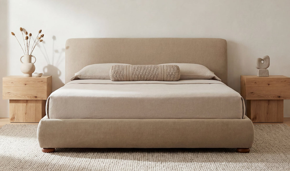 Beau Queen Storage Bed Warm Beige by Moe's Home at Eve Furniture