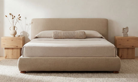 Beau Queen Storage Bed Warm Beige by Moe's Home at Eve Furniture