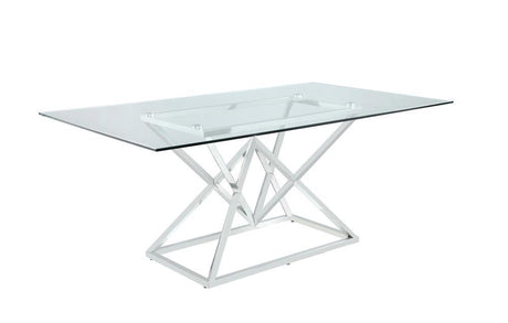 Beaufort Chrome Rectangle Glass Top Dining Table by Coaster at Eve Furniture