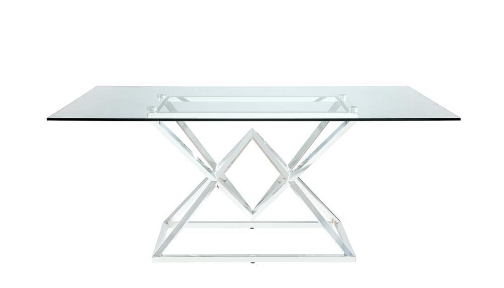 Beaufort Chrome Rectangle Glass Top Dining Table by Coaster at Eve Furniture