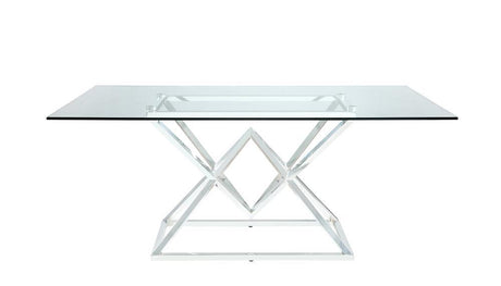 Beaufort Chrome Rectangle Glass Top Dining Table by Coaster at Eve Furniture