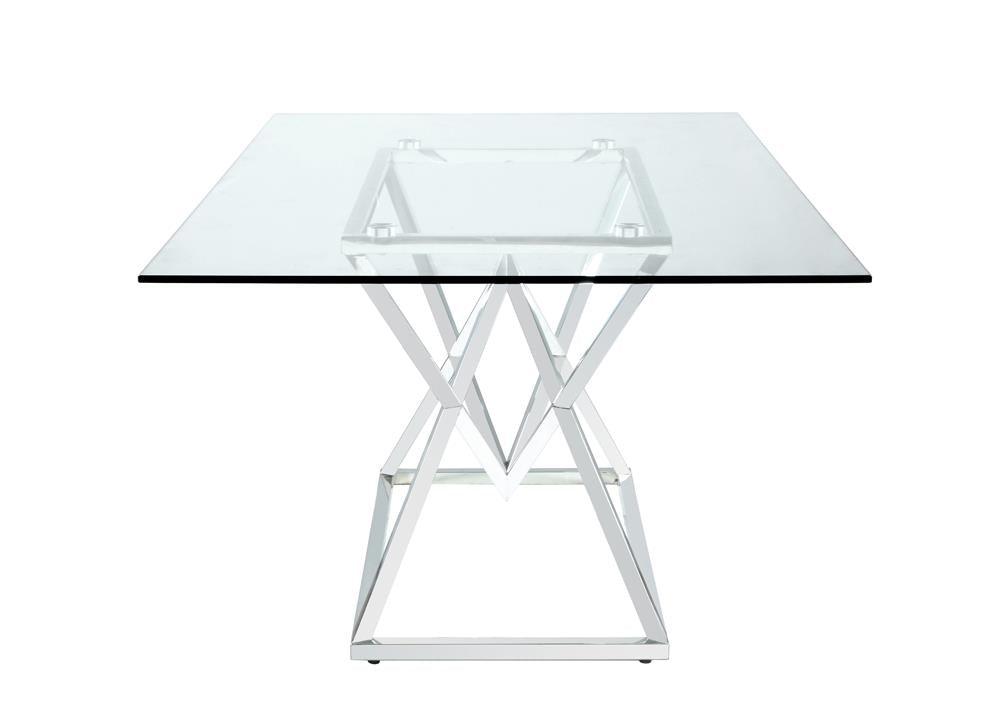 Beaufort Chrome Rectangle Glass Top Dining Table by Coaster at Eve Furniture