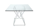 Beaufort Chrome Rectangle Glass Top Dining Table by Coaster at Eve Furniture
