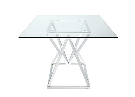 Beaufort Chrome Rectangle Glass Top Dining Table by Coaster at Eve Furniture