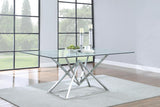 Beaufort Chrome Rectangle Glass Top Dining Table by Coaster at Eve Furniture