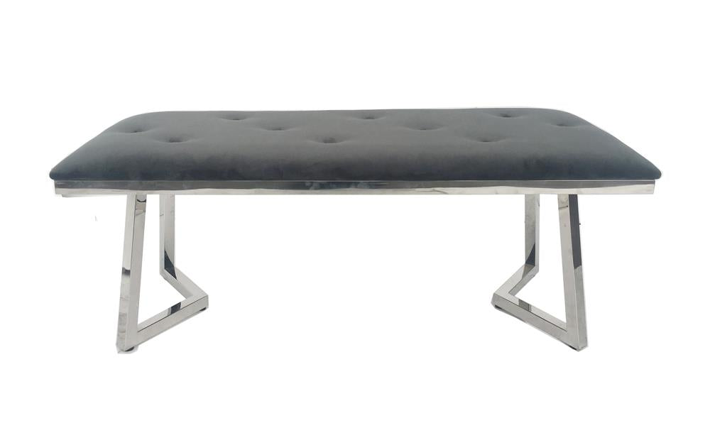 Beaufort Dark Gray Upholstered Tufted Bench