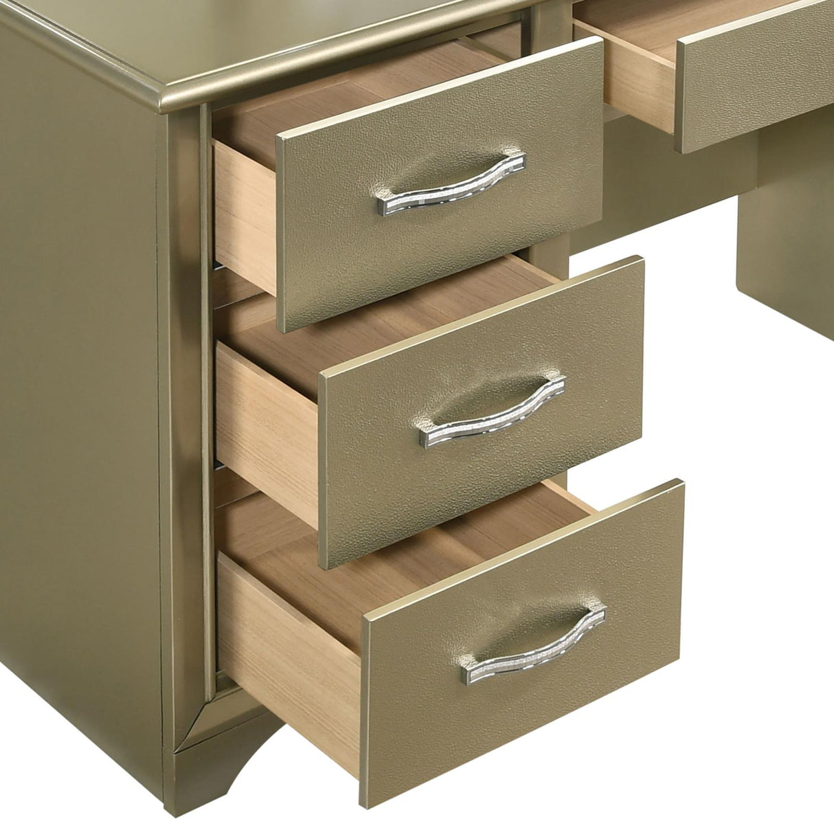 Beaumont 7-Drawer Vanity Desk with Lighting Mirror Champagne